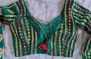 Emerald Green Embroidered Sari Blouse