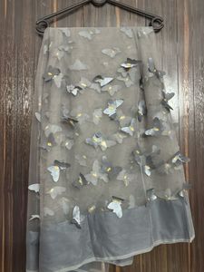 Grey Butterfly Net Saree