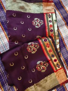 Elegant Purple & Gold Patterned Saree