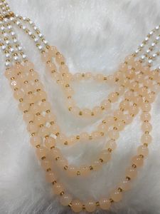 Peach Color Multi Layer Long Mala