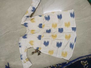 Blue Floral Print Kurta