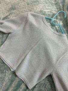Korean Sky Blue Crop Sweater Cardigan Style