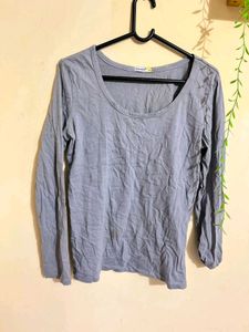 Grey Long Sleeve Casual Top