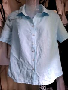 Light Blue Short Sleeve Button-Up Shirt