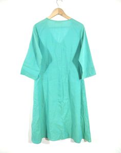 Rama Green V Neck 3/4th Sleeves Kurta (Women's)