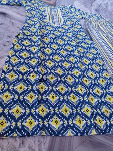 Blue &amp; Yellow Printed Kurta Set