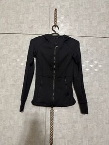 Black Hooded Zip-Up Jacket