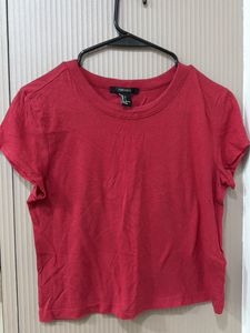 Red Forever 21 Cropped T-Shirt