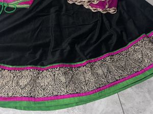 black and multicolour ghaghra