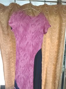 Pink And Blue Dress With Design Patch