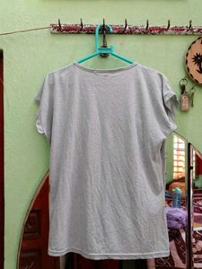 Grey Lace Trim Pearl Embellished Top