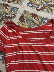 Red and White Striped Top