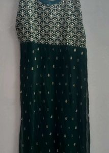 Elegant Green Velvet Sequin Dress