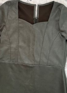 Chic Suede Square Neck Dress for girls