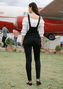 Stylish Black Denim Overalls