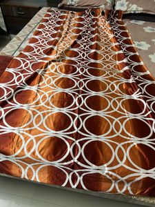 5 pcs. Elegant Brown & White Patterned Curtain