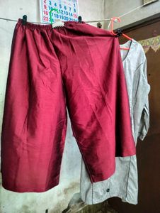 Elegant Kurta Set - Maroon &amp; Grey
