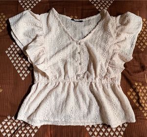Chic Cream Lace Peplum Top