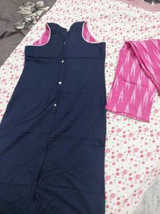 Embroidered Navy Blue Kurta Set