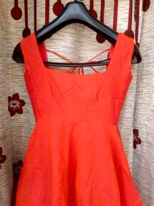 Vibrant Orange Fit &amp; Flare Dress