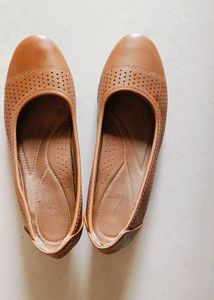 Comfortable Tan Perforated Ballet Flats