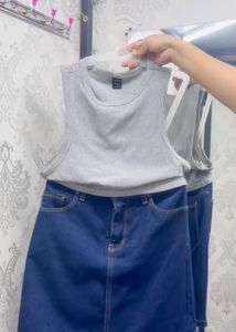 Grey Ribbed Tank Top