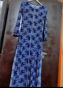 Navy Blue Printed Long Shrug For 34 Bust