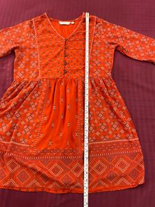 Max Rust Orange Peplum Short Kurta