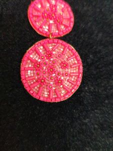 Pink Beaded Statement Earrings
