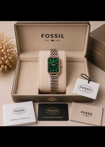 Fossil Rectangular Green Dial Watch