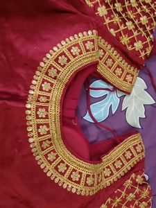 Maroon &amp; Gold Embellished Blouse