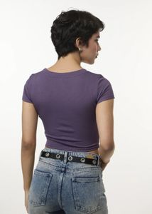 Newme Purple Cropped Fitted Top