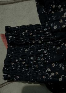 Navy Blue Korean Bow Style Smocked Top – Brand New