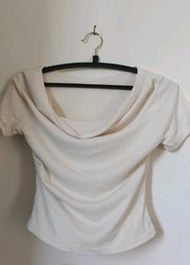 Cream Cowl Neck Top