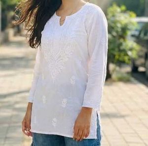 White Chikankari Short Kurta