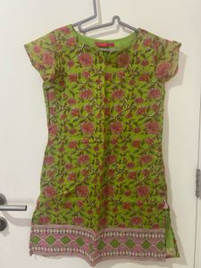 Green Floral Print Kurta