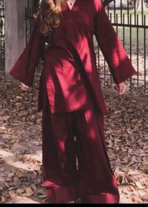 Maroon Kurta Set with Palazzo Pants