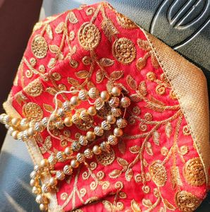 Red Embroidered Clutch Bag