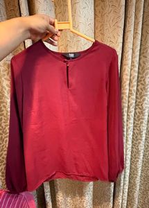 Chic Maroon Long-Sleeve Top