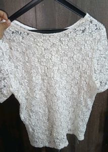 White Schiffli Cotton Top