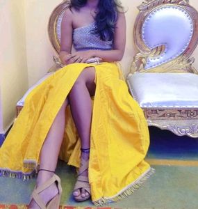 Yellow slit Lehenga Choli Set or skirt haldi fit
