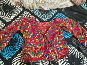 Bohemian Print Tie-Front traditional chic Blouse