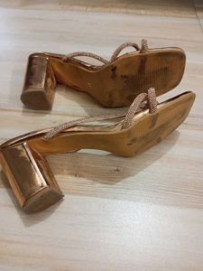 DressBerry Partywear Golden Block Heels 2.5 Inch