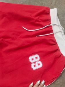 Red Wide Leg Track Pants