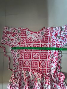 Women's Red &amp; White Printed Kurta Set