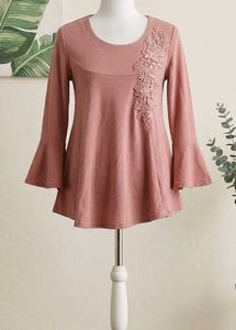 Dusty Pink Floral Embroidered Top