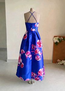Royal Blue Floral Halter Neck Gown 💙✨