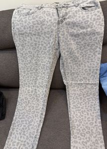Grey Leopard Print Jeans