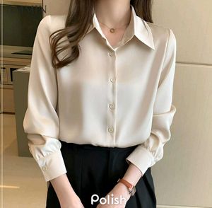 New With Tag Korean Elegant Beige Button-Down Shir