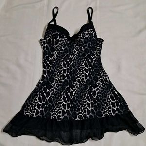 Y2k Vintage Leopard Print Babydoll Dress
